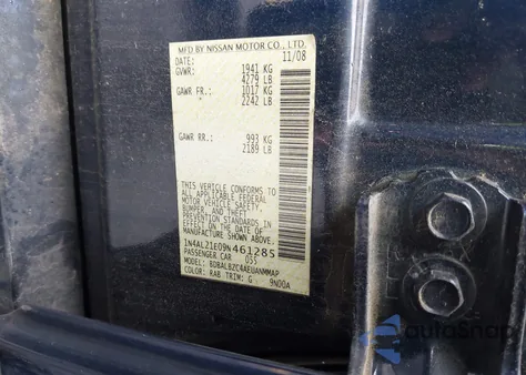 2009 Nissan Altima 2.5 from USA, damaged, VIN 1N4AL21E09N461285